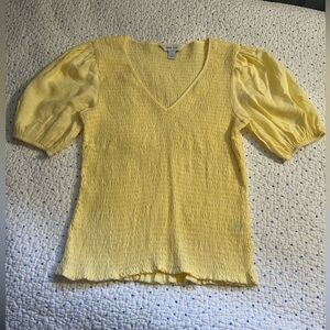 Nine West Sunny Yellow Puff Sleeve Blouse